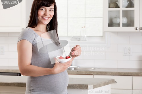 Image of Pregnant Woman with Healthy Breakfast
