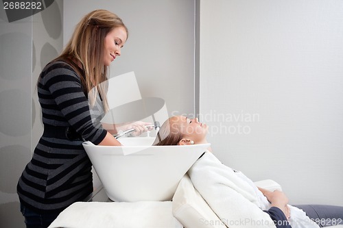 Image of Woman Getting a Hair Wash