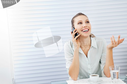 Image of Happy Businesswoman On Phone Call