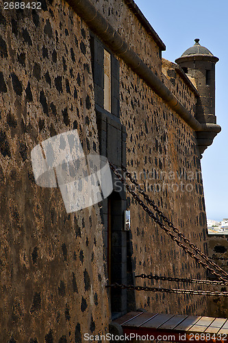 Image of sand arrecife lanzarote castillo   the old wall castle  tower an