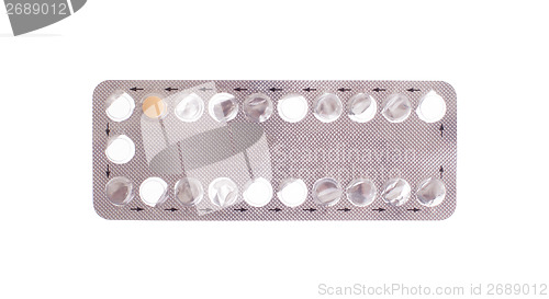 Image of Contraceptive treatment concept - only one pill left