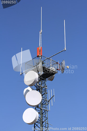 Image of Antennas in a iron tower