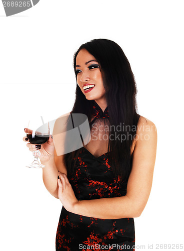 Image of Chinese girl with wineglass.