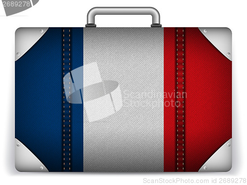 Image of France Travel Luggage with Flag for Vacation