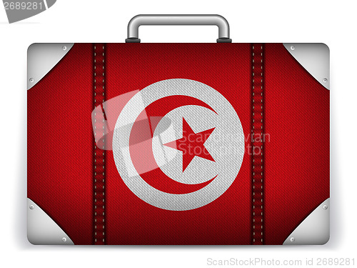 Image of Tunisia Travel Luggage with Flag for Vacation