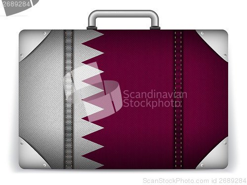 Image of Qatar Travel Luggage with Flag for Vacation