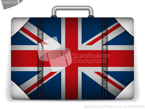 Image of UK Travel Luggage with Flag for Vacation