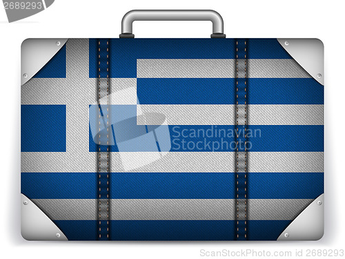 Image of Greece Travel Luggage with Flag for Vacation