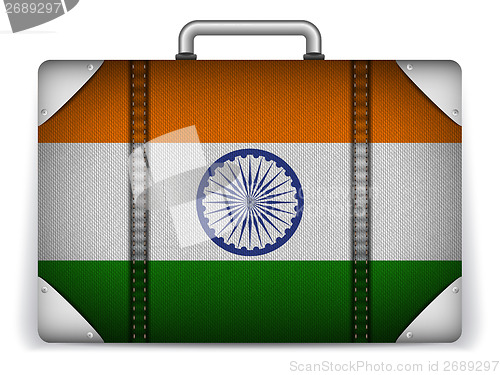 Image of India Travel Luggage with Flag for Vacation