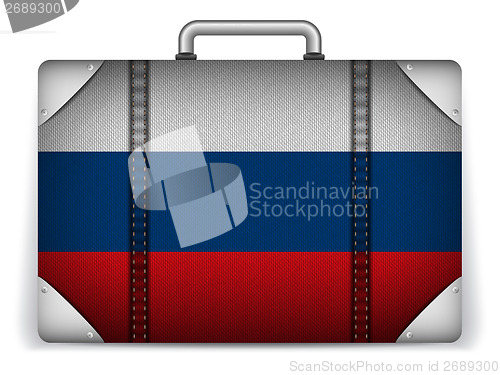 Image of Russia Travel Luggage with Flag for Vacation
