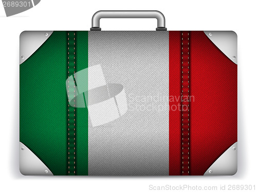 Image of Italy Travel Luggage with Flag for Vacation