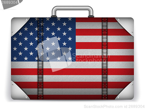 Image of USA Travel Luggage with Flag for Vacation