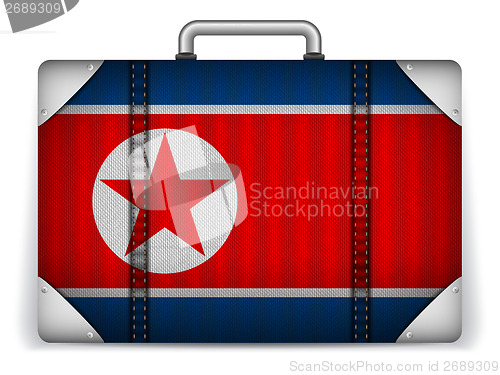 Image of North Korea Travel Luggage with Flag for Vacation