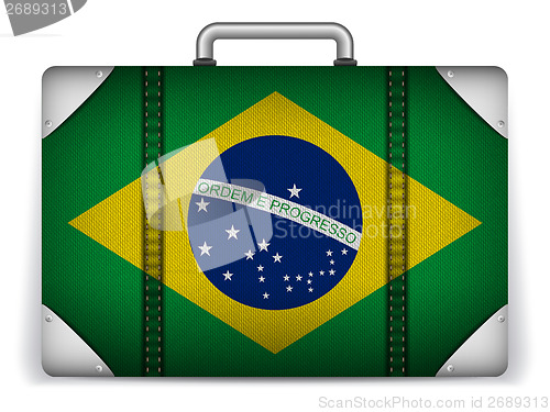 Image of Brazil Travel Luggage with Flag for Vacation