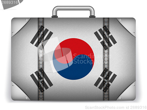 Image of South Korea Travel Luggage with Flag for Vacation