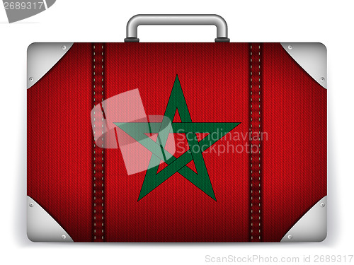 Image of Morocco Travel Luggage with Flag for Vacation