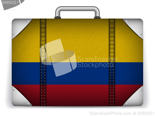 Image of Colombia Travel Luggage with Flag for Vacation