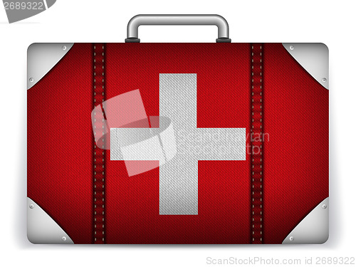 Image of Switzerland Travel Luggage with Flag for Vacation