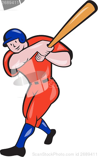 Image of Baseball Hitter Batting Red Isolated Cartoon