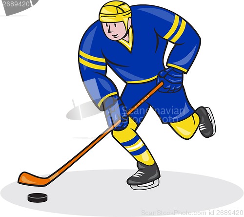 Image of Ice Hockey Player Side With Stick Cartoon