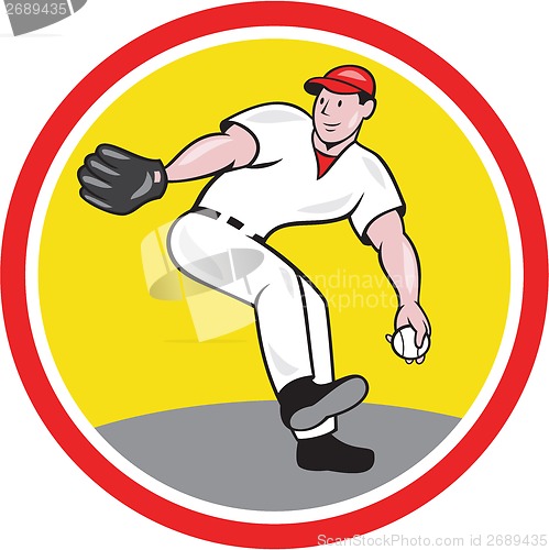 Image of Baseball Pitcher Throw Ball Cartoon