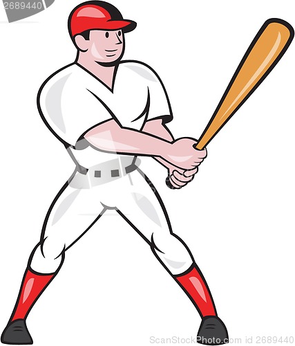 Image of Baseball Hitter Batting Isolated Cartoon