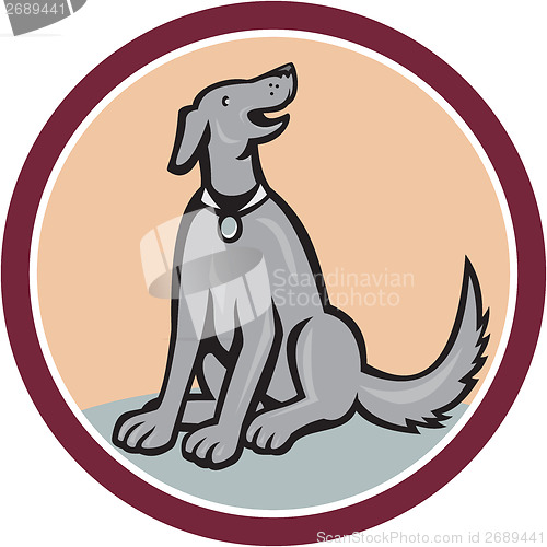 Image of Dog Sitting Looking Up Cartoon