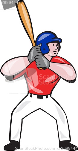 Image of Baseball Player Batting Front Isolated Cartoon