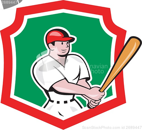 Image of Baseball Player Batting Crest Cartoon