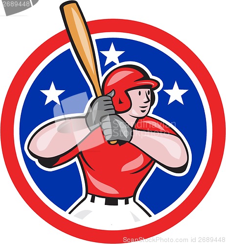 Image of Baseball Player Batting Cartoon