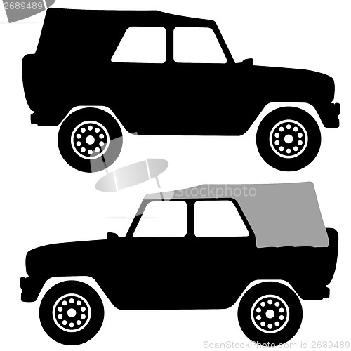 Image of Set black silhouettes  cars on white background. Vector illustra