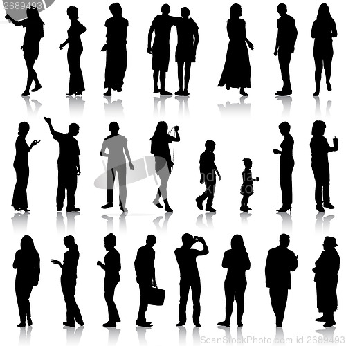 Image of Black silhouettes of beautiful mans and womans on white backgrou