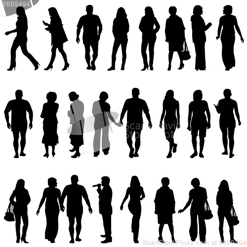 Image of Black silhouettes of beautiful mans and womans on white backgrou