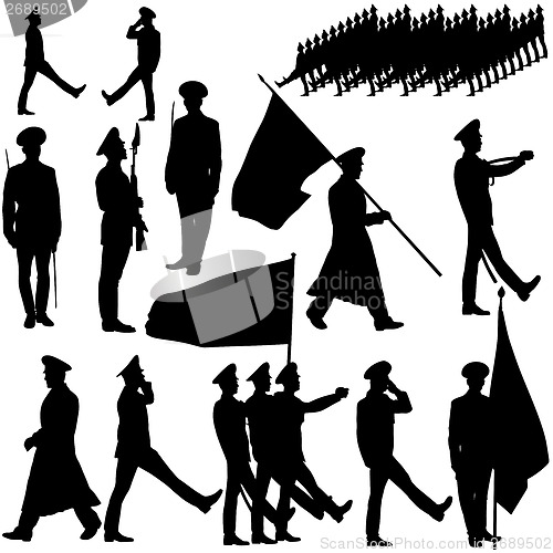Image of Silhouette  military people  collection.  Vector illustration.