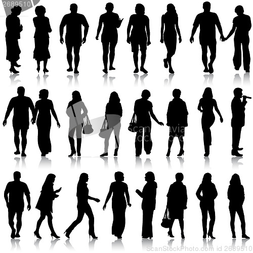 Image of Black silhouettes of beautiful mans and womans on white backgrou