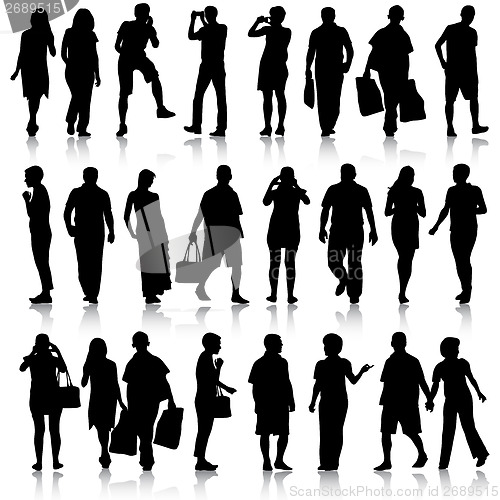 Image of Black silhouettes of beautiful mans and womans on white backgrou