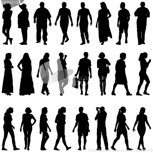 Image of Black silhouettes of beautiful mans and womans on white backgrou