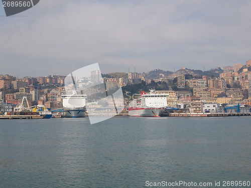 Image of View of Genoa Italy from the sea