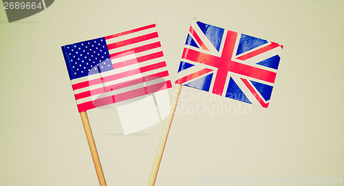 Image of Retro look British and American flags