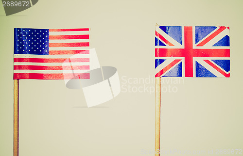 Image of Retro look British and American flags