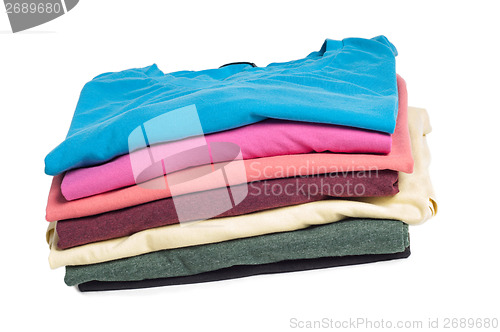 Image of Multicolored clothes in pile
