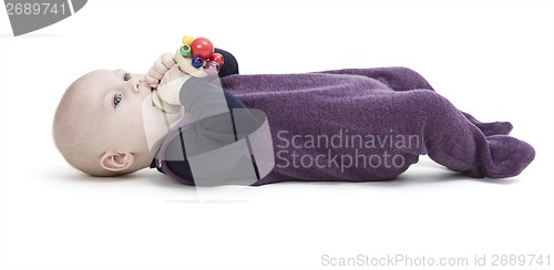 Image of playful toddler isolated on white background