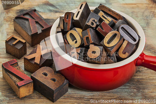 Image of pot of letterpress wood type
