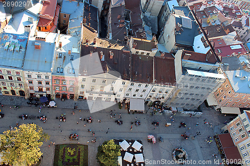 Image of house-tops of Lvov city from bird's-eye view