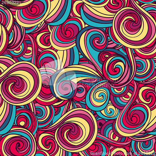 Image of Seamless wave hand-drawn pattern, waves background