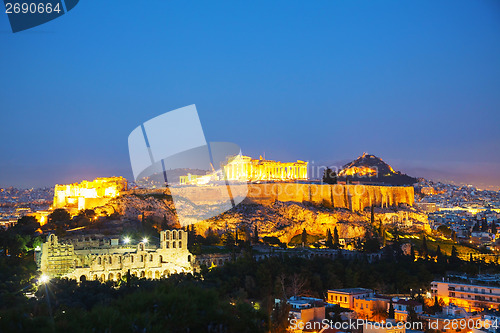 Image of Acropolis in the evening after sunset