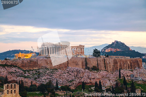 Image of Acropolis in Athens, Greece in the morning