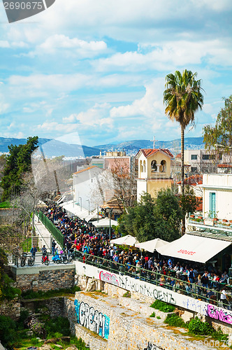 Image of Street of Athens with tourists