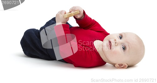 Image of smiling toddler isolated in white background
