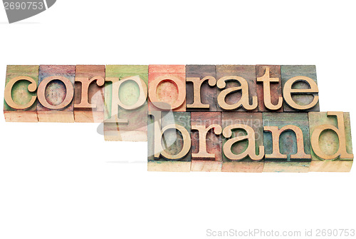 Image of corporate brand in wood type